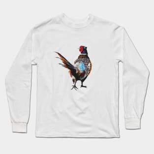 Ardler the Pheasant white background Long Sleeve T-Shirt